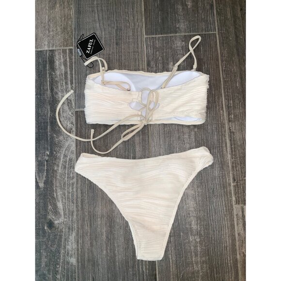 Zaful Forever Young Women's ivory  Ribbed Bikini Set - Picture 4 of 6